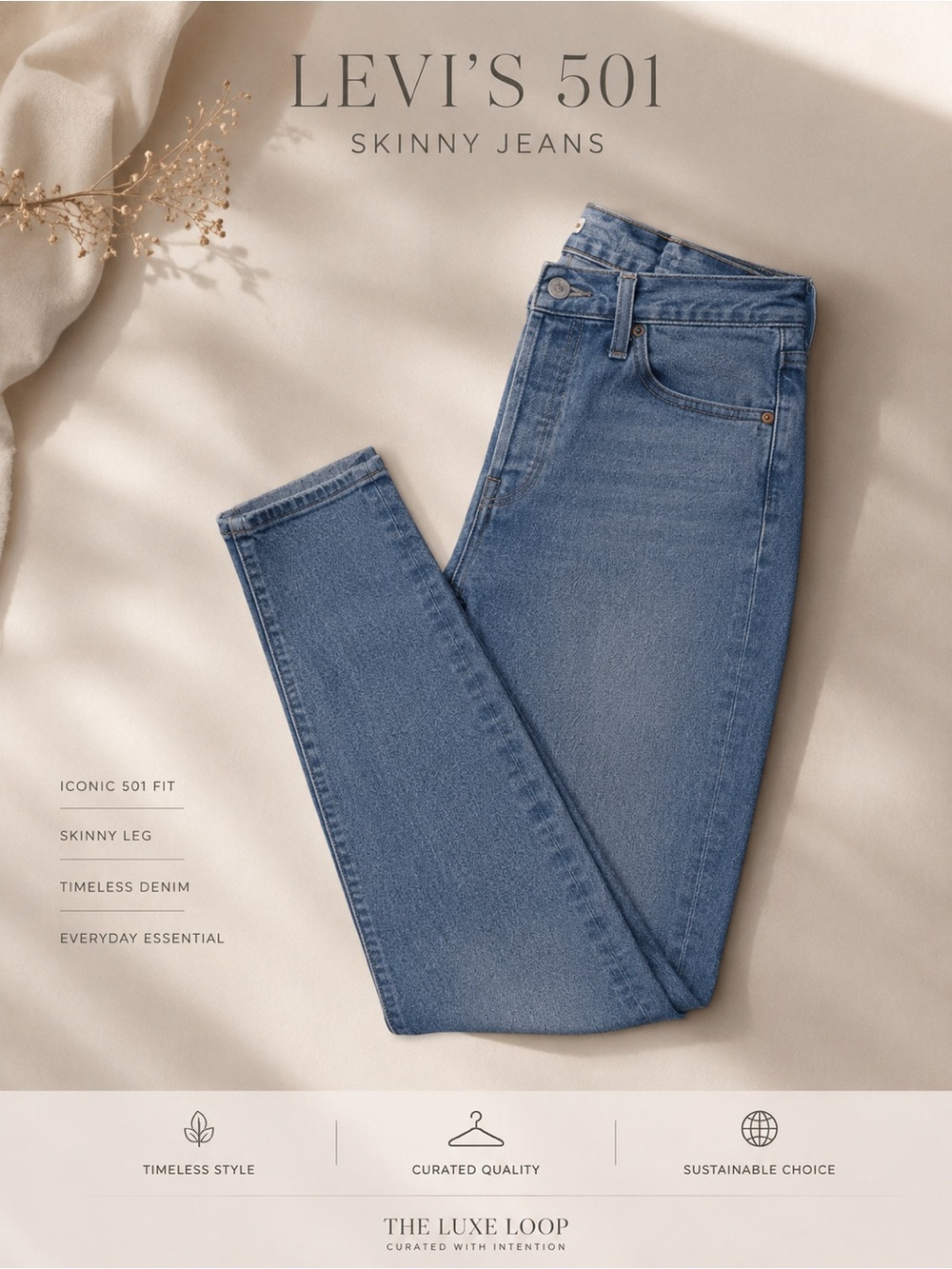 Levi's 501 Skinny Jeans - Light Blue Denim